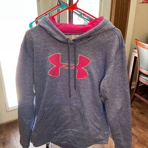 Under Armour Heathered Blue Hoodie with Pink Accents
